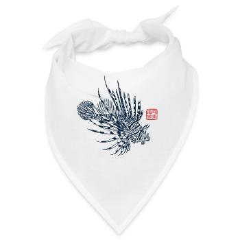 Feuerfisch mit Kanji Stempel - Bandana - Weiß - Vorne
