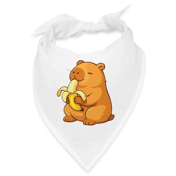 Lächelnder Capybara isst Banane - Bandana - Weiß - Vorne