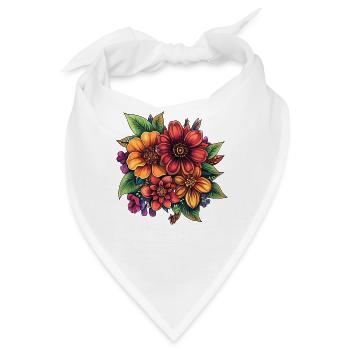 Bunte Blütenpracht Florale Komposition - Bandana - Weiß - Vorne