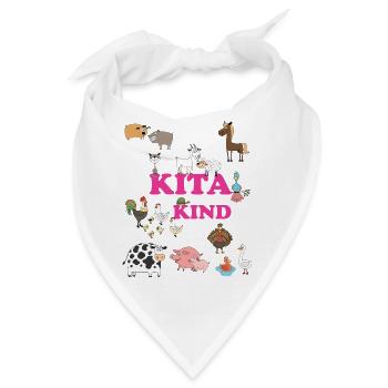 Kita Kind Tierwelt – Bunte Tiere - Bandana - Weiß - Vorne