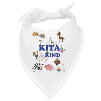 Kita Kind Tierfreunde bunte Tierwelt - Bandana - Weiß - Vorne