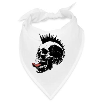 Skull Mohawk Punk Rocker Totenkopf - Bandana - Weiß - Vorne