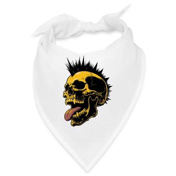 Skull Mohawk Punk Rocker Totenkopf - Bandana - Weiß - Vorne
