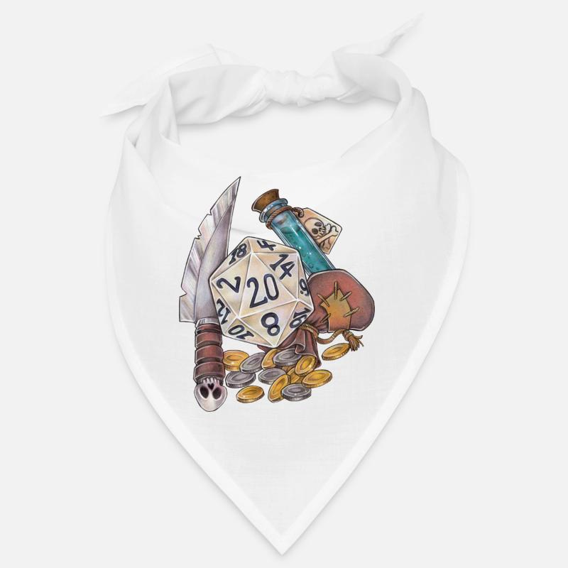 Vol de cadeaux de dés D20 sur table RPG Bandana