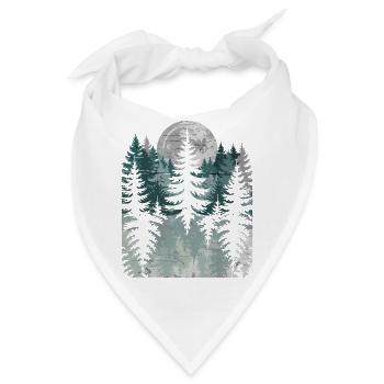 Nachtwald Silhouette mit Mond - Bandana - Weiß - Vorne