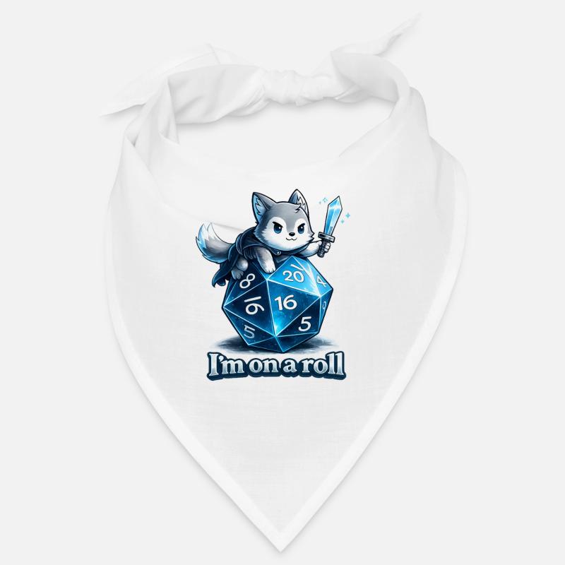 I'm on a Roll – Role-Playing Game Dice Wolf - Bandana - white