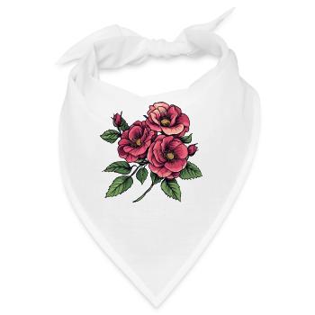 Rosenbouquet im Vintage Stil - Bandana - Weiß - Vorne