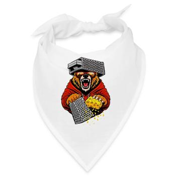 Vintage-Bär-Käse-Reibehut – lustiges Tier - Bandana - Weiß - Vorne