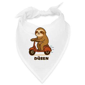 Düsen Faultier auf Roller - Bandana - Weiß - Vorne