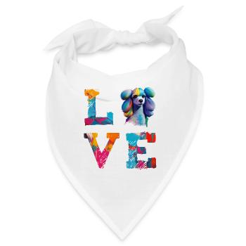 Farbenfrohes Pudel-Pop-Art-Liebes-Hundeliebhaber-Design - Bandana - Weiß - Vorne