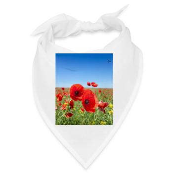 Mohnblumen im blauen Feld - Bandana - Weiß - Vorne
