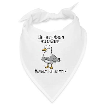 Fast gelächelt – Grummelige Möwe für Morgenmuffel - Bandana - Weiß - Vorne