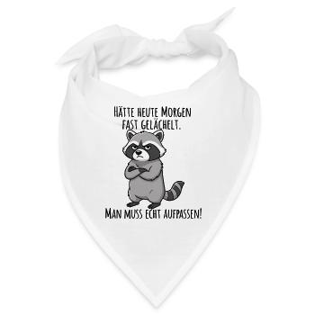 Fast gelächelt – Grummeliger Waschbär Morgenmuffel - Bandana - Weiß - Vorne