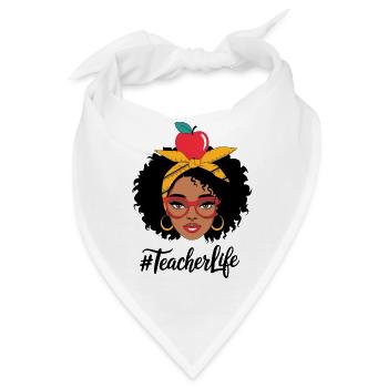 Lehrerin mit Gelbem Turban und Apfel - Bandana - Weiß - Vorne