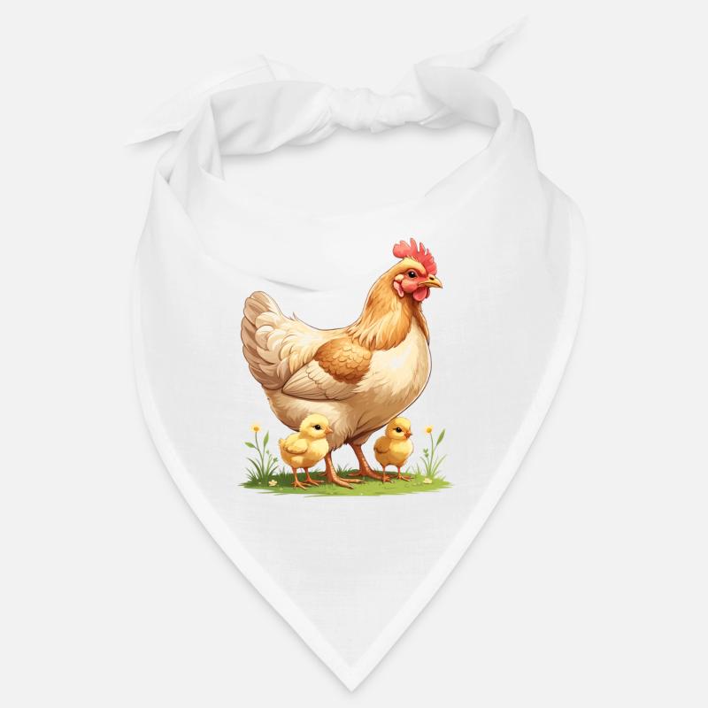 Hen with chick on flower meadow Bandana