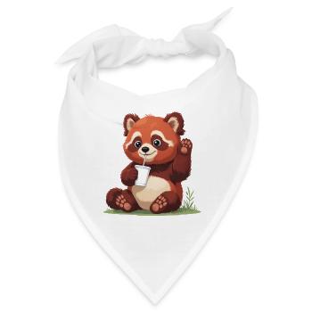 Roter Panda mit Strohhalm - Bandana - Weiß - Vorne