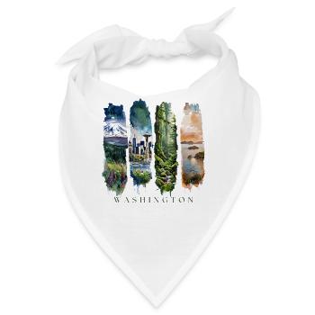 Washington Travel – Evergreen & Skyline Vibes - Bandana - Weiß - Vorne