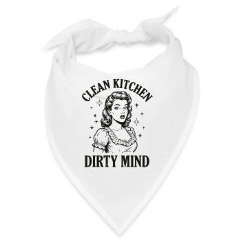 Clean Kitchen Dirty Mind – Retro Spruch Shirt - Bandana - Weiß - Vorne