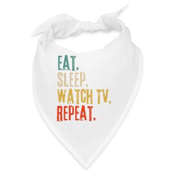 Essen Schlaf Fernsehen Wiederholen Retro Vintage - Bandana - Weiß - Vorne