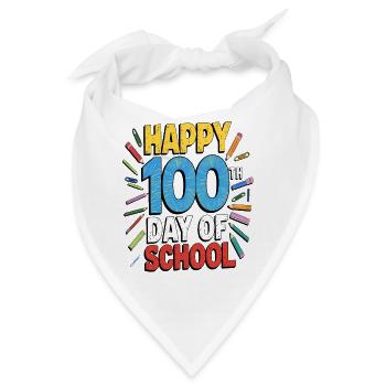 Hundertster Schultag Jubel Design - Bandana - Weiß - Vorne