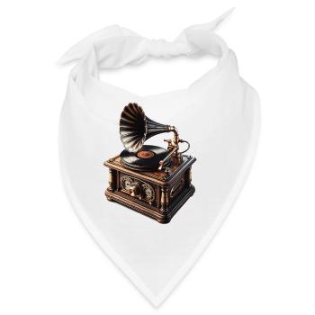 Antikgrammophon Vinyl Nostalgie - Bandana - Weiß - Vorne