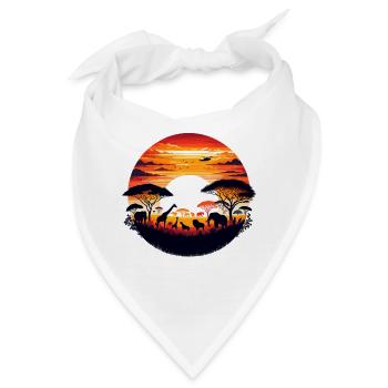 Sonnenuntergang Serengeti Silhouette - Bandana - Weiß - Vorne