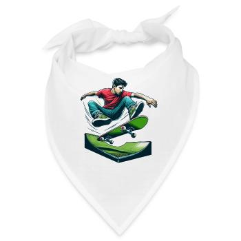 Cartoon Skateboarder Sprung - Bandana - Weiß - Vorne