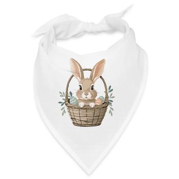 Fröhlicher Osterhase im Korb - Bandana - Weiß - Vorne