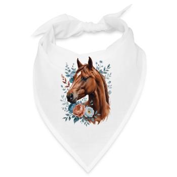 Pferd mit Blumenkranz - Bandana - Weiß - Vorne