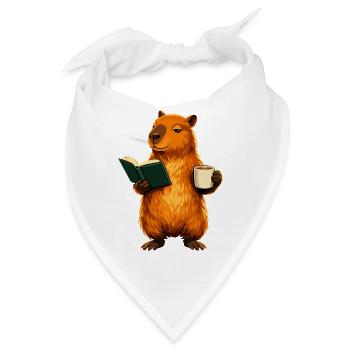 Capybara liest Buch mit Kaffee Buchliebhaber - Bandana - Weiß - Vorne