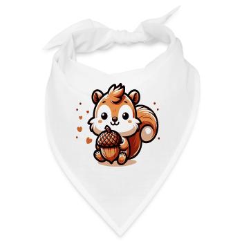 Süßes Eichhörnchen mit Herz-Eichel - Bandana - Weiß - Vorne