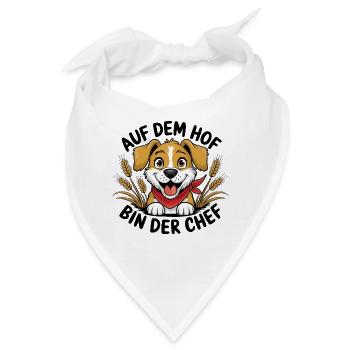  Auf Dem Hof Bin Der Chef Lustiger Bauernhof Hund - Bandana - Weiß - Vorne