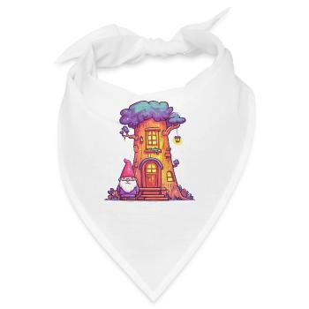 Lustiges Baumhausgnom mit Laterne - Bandana - Weiß - Vorne