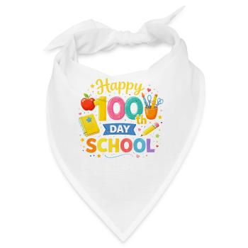 Hundertster Schultag – Bunte Schul-Illustration - Bandana - Weiß - Vorne