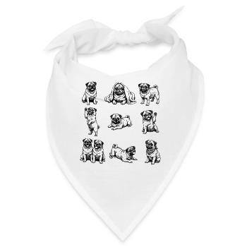 Pfotenparade Bulldoggen Collage - Bandana - Weiß - Vorne