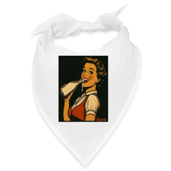 Retro Dame mit Milch Getränk  - Bandana - Weiß - Vorne