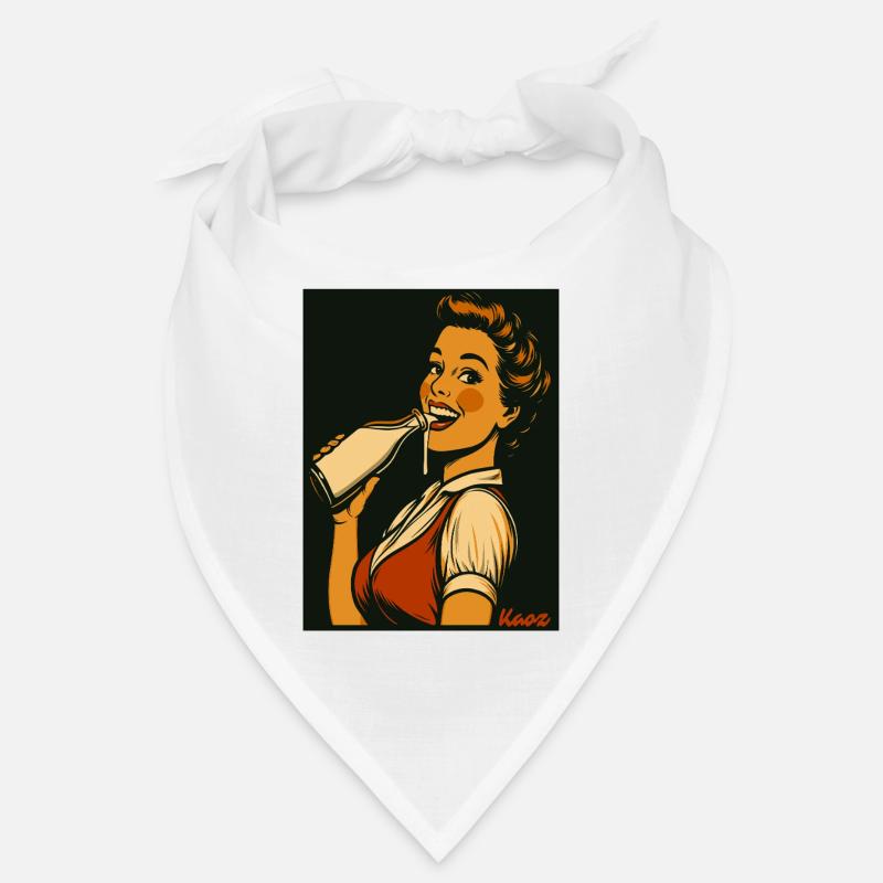 Dame rétro avec une boisson au lait Bandana