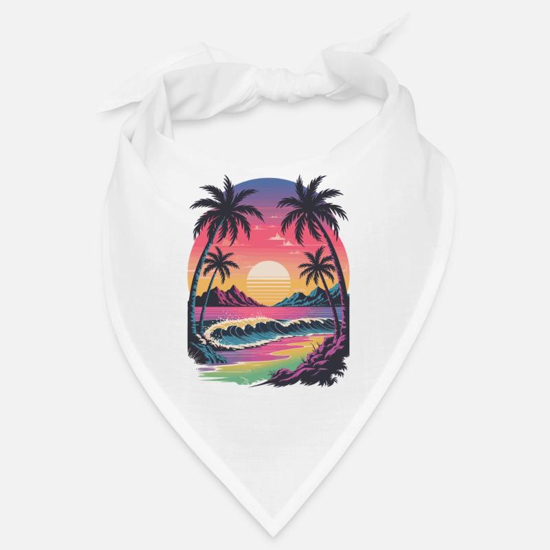 Retro Tropical Sunset Surfer Beach Bandana