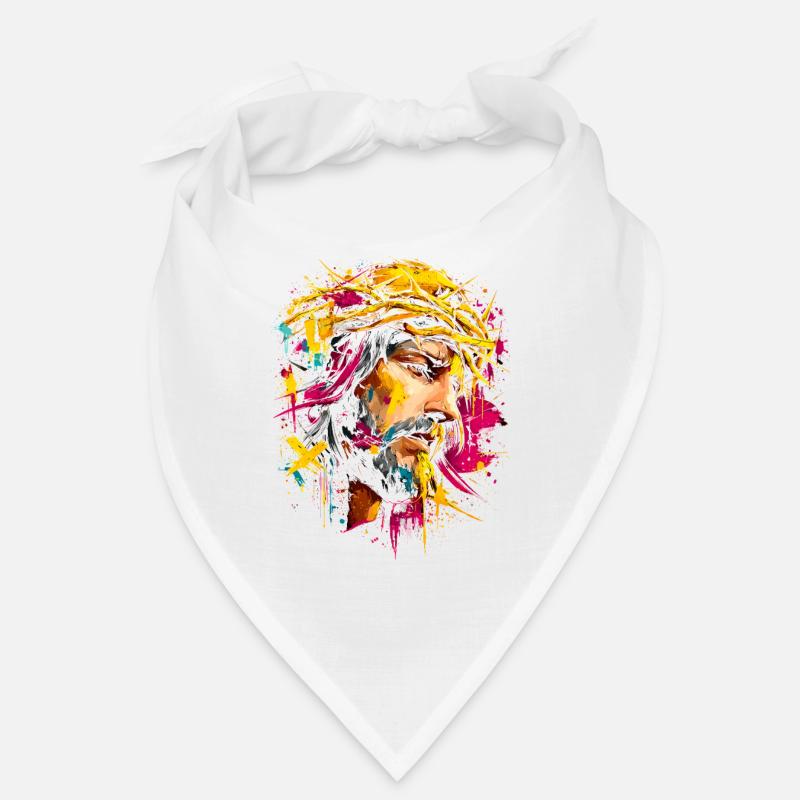 Leuchtendes Jesus-Porträt Farbspritzer Bandana
