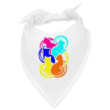 Bunte Katzen - Bandana - Weiß - Vorne