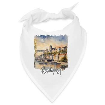 Budapest Watercolor, Budapest, Ungarn - Bandana - Weiß - Vorne