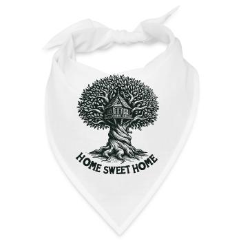 Baumhaus Holzschnitt Waldbild - Bandana - Weiß - Vorne