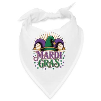 Mardi Gras T-Shirt – Karneval Jester Hut - Bandana - Weiß - Vorne