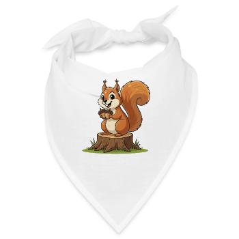 Eichhörnchen am Baumstumpf mit Eichel - Bandana - Weiß - Vorne