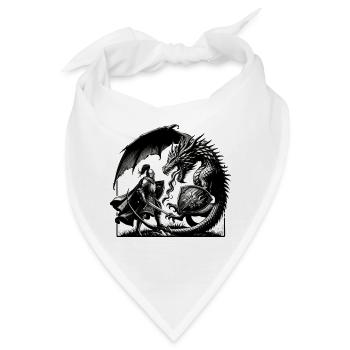Ritter gegen Drache im Schwarzweiß-Duell - Bandana - Weiß - Vorne