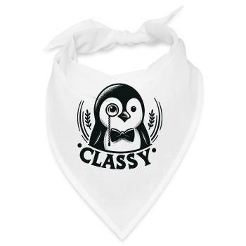 Eleganter Pinguin mit Monokel - Bandana - Weiß - Vorne