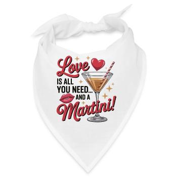 Liebe und Martini - Cocktail Party Geschenk - Bandana - Weiß - Vorne