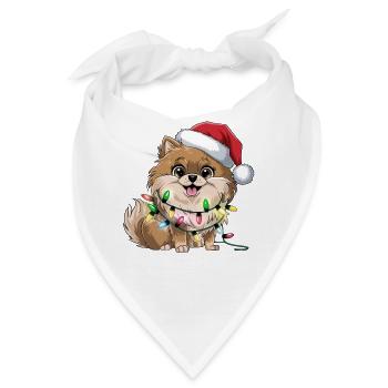 Weihnachtshund mit Lichterkette - Bandana - Weiß - Vorne
