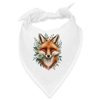 Fuchs im Blütenkranz - Bandana - Weiß - Vorne