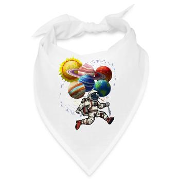 Astronaut & Planetenkugeln - Bandana - Weiß - Vorne
